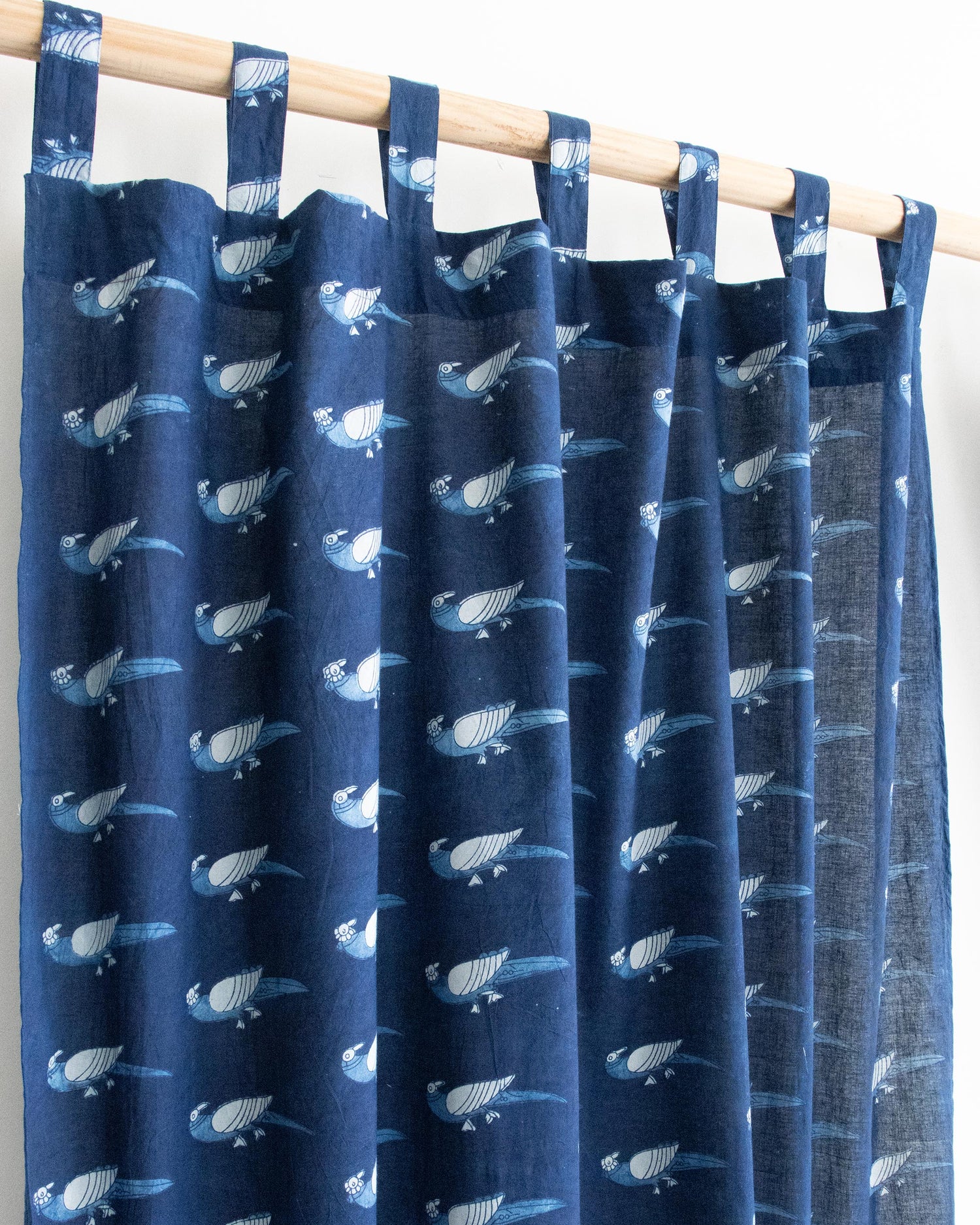 Bird Hand Block Printed Pure Cotton Curtains Online