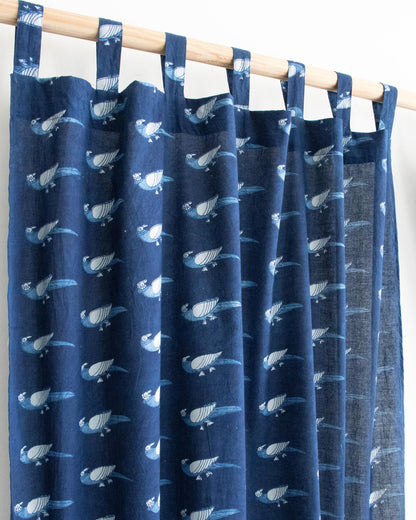 Bird Hand Block Printed Pure Cotton Curtains Online