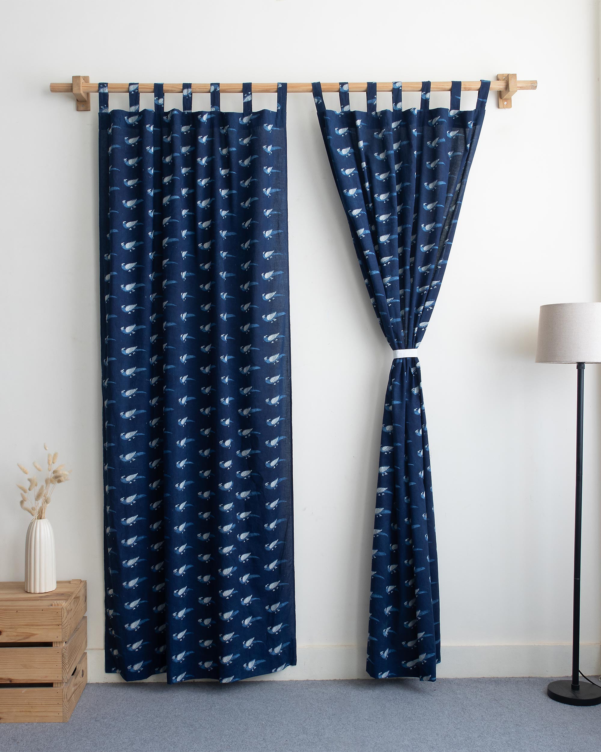 Bird Hand Block Printed Pure Cotton Curtains Online