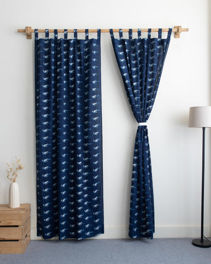 Bird Hand Block Printed Pure Cotton Curtains Online