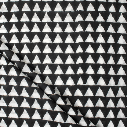 Black Geometrical Hand Block Print Fabric