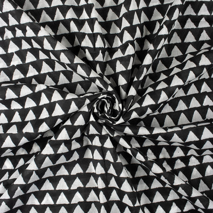 Black Geometrical Hand Block Print Fabric