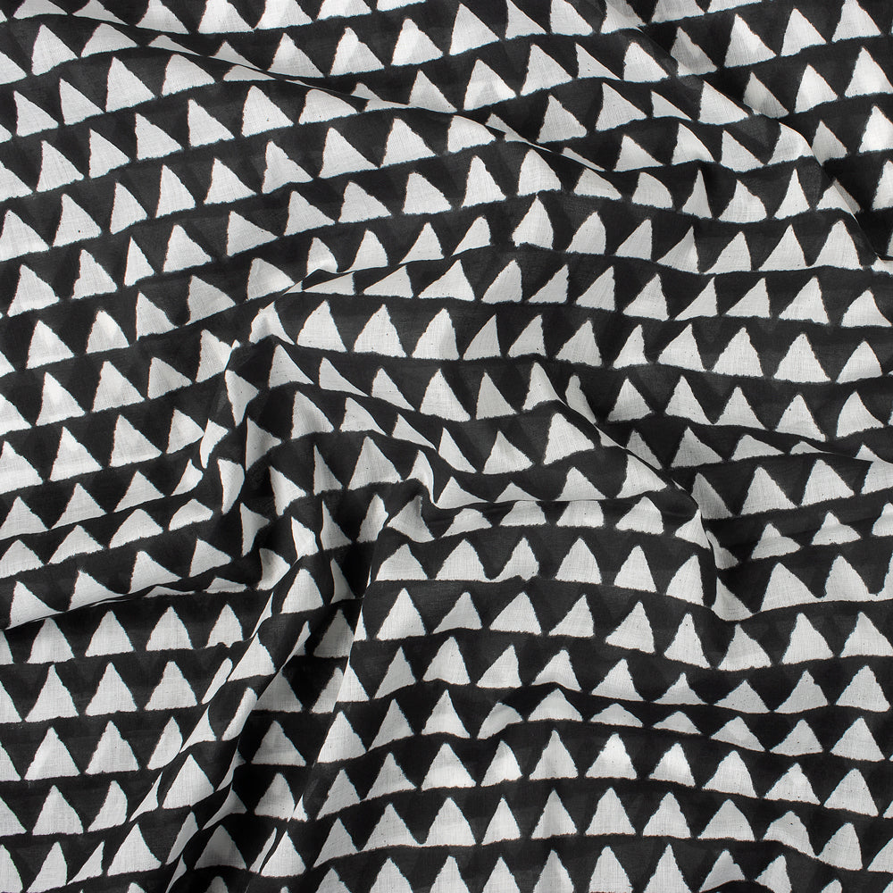 Black Geometrical Hand Block Print Fabric