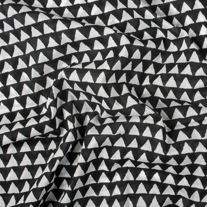 Black Geometrical Hand Block Print Fabric