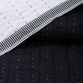 Black Indian Handmade Stitched Cotton Kantha Quilt Blanket