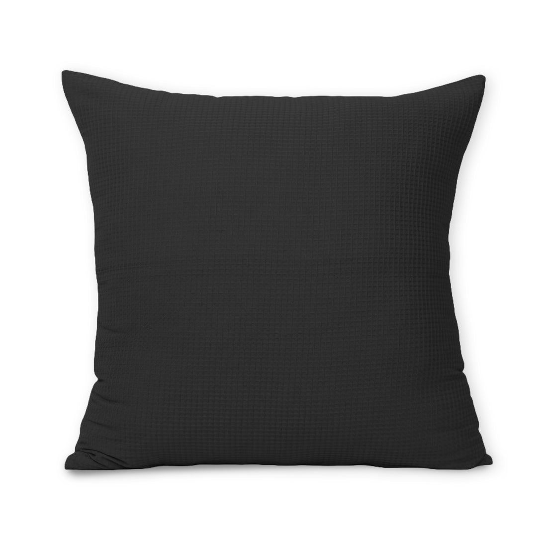Black Organic Cotton Waffle Cushion Cover