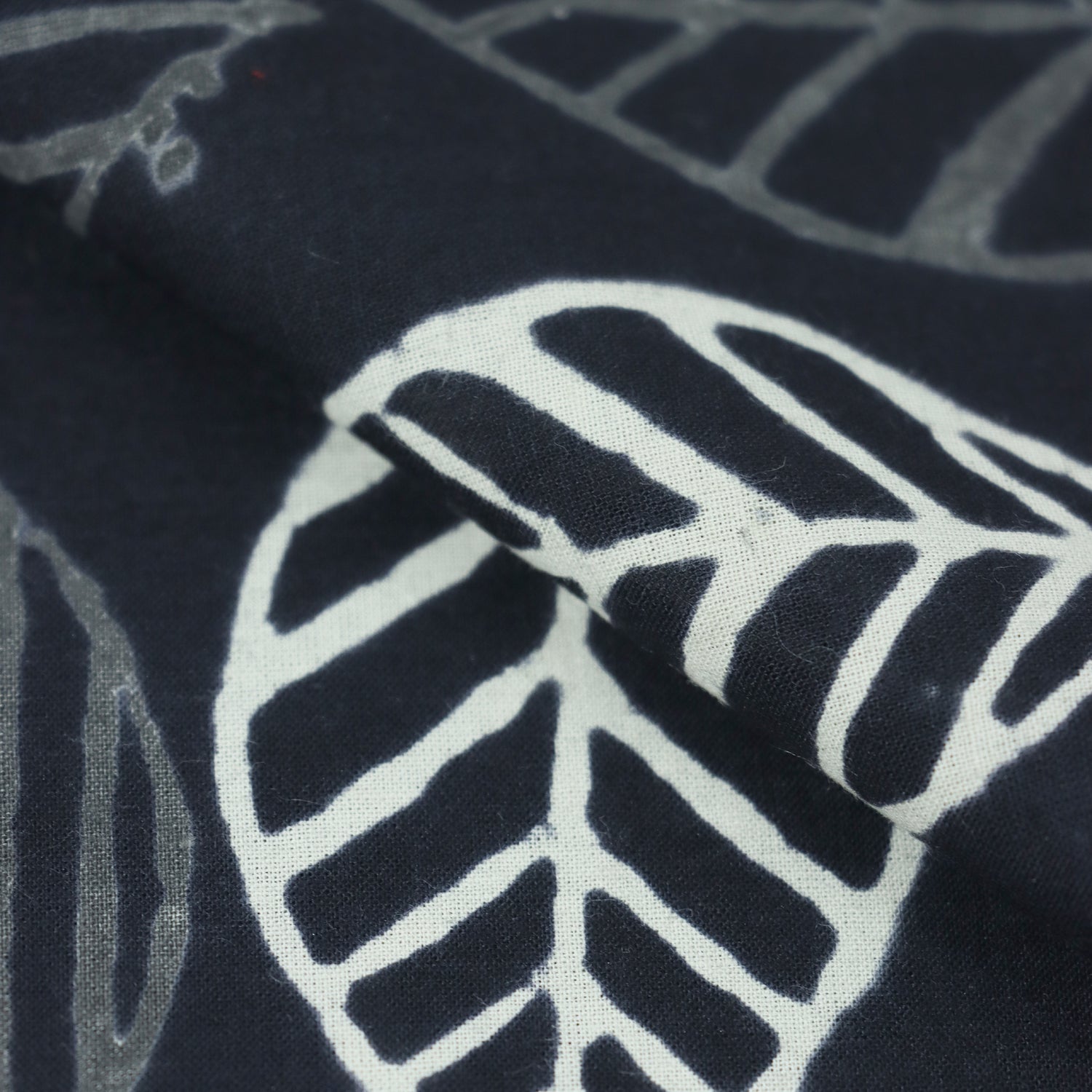 Black &amp; White Cotton Hand Block Printed Fabric