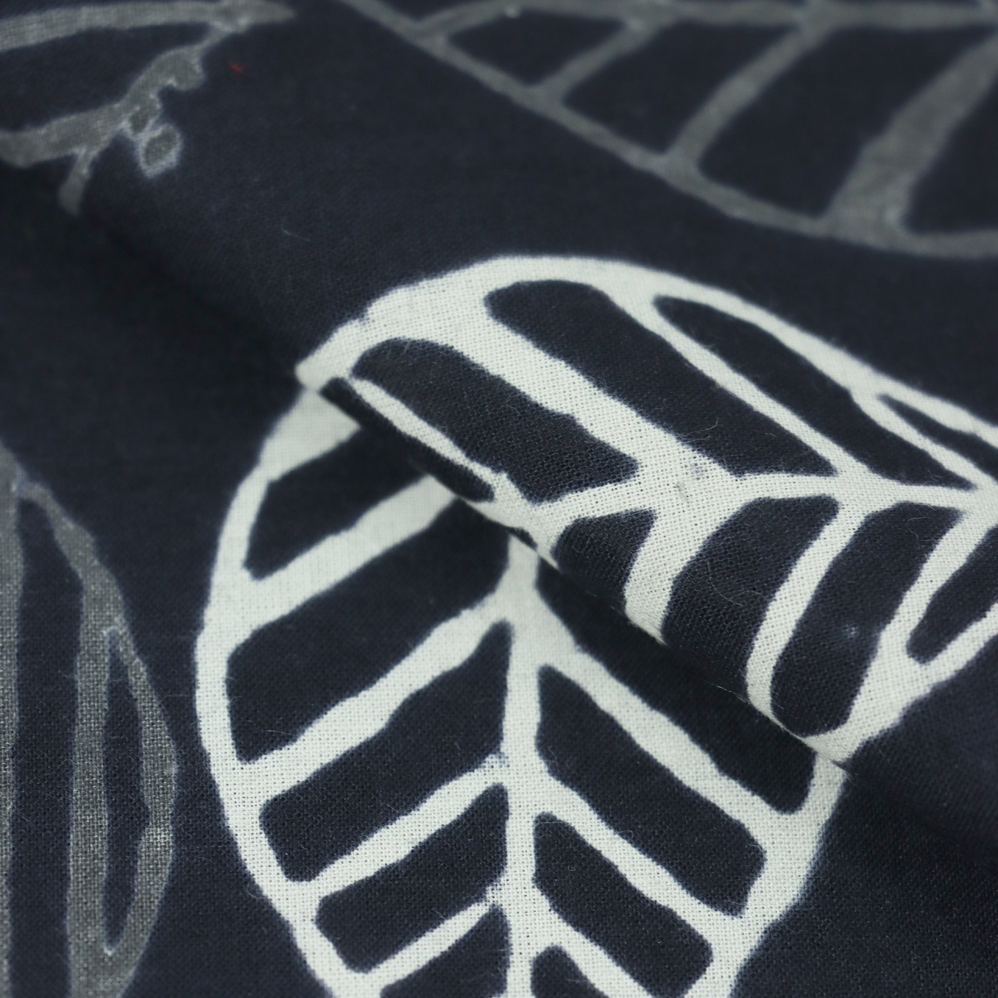 Black &amp; White Cotton Hand Block Printed Fabric