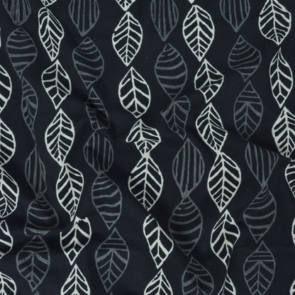 Black &amp; White Cotton Hand Block Printed Fabric