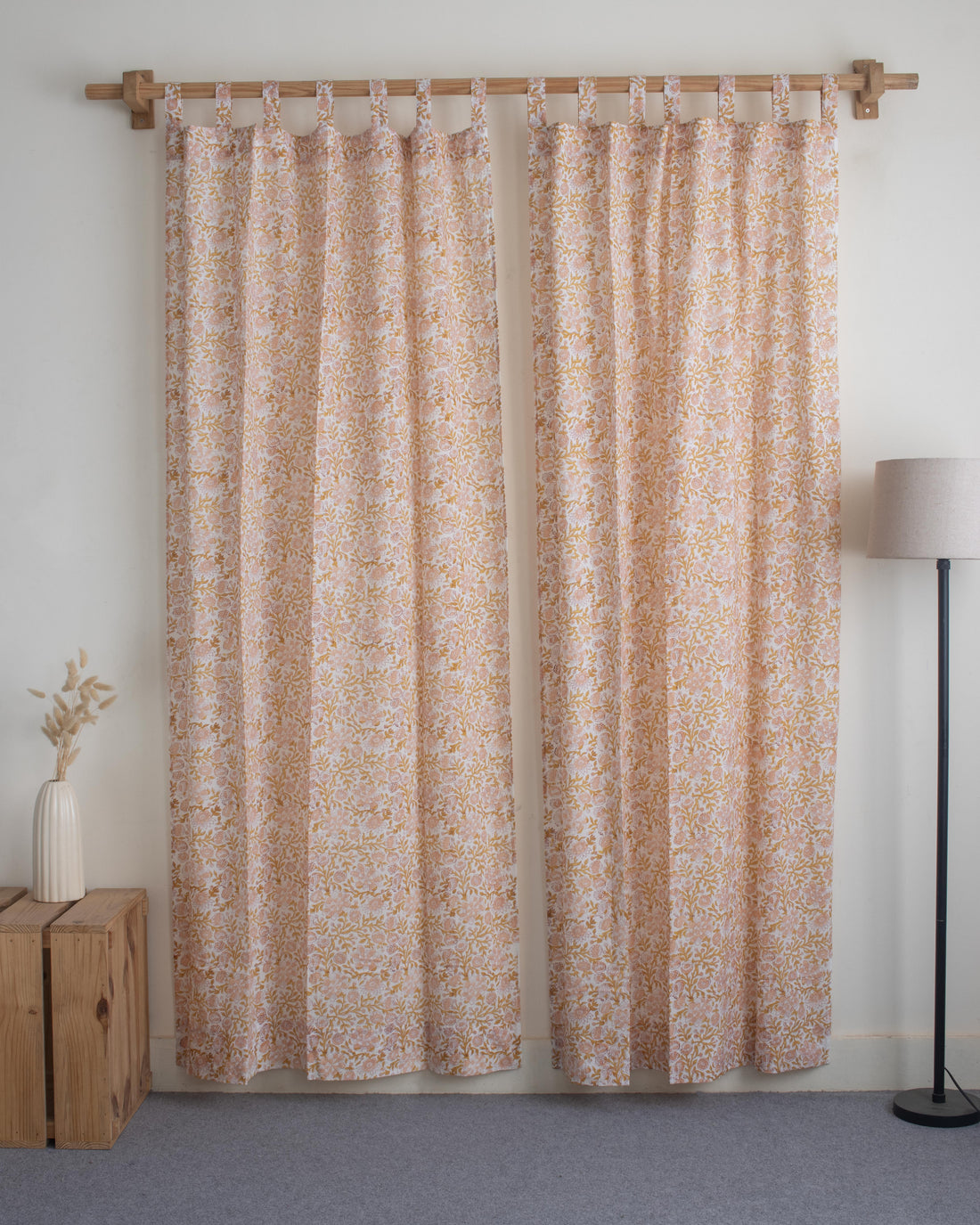 Block Floral Printed Curtians for Half Window