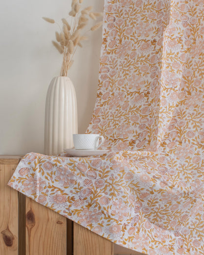 Block Floral Printed Curtians for Half Window
