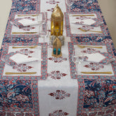 Block Printed Blue Floal Pure Cotton Outdoor Table Covers