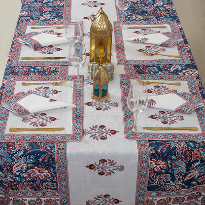 Block Printed Blue Floal Pure Cotton Outdoor Table Covers