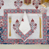 Block Printed Blue Floal Pure Cotton Outdoor Table Covers