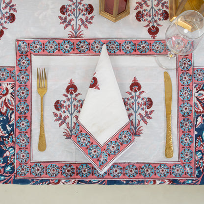 Block Printed Blue Floal Pure Cotton Outdoor Table Covers