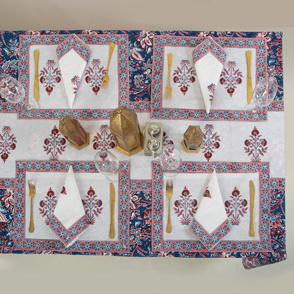 Block Printed Blue Floal Pure Cotton Outdoor Table Covers