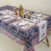Block Printed Blue Floal Pure Cotton Outdoor Table Covers