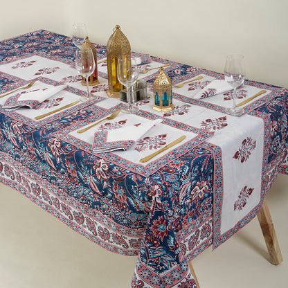 Block Printed Blue Floal Pure Cotton Outdoor Table Covers