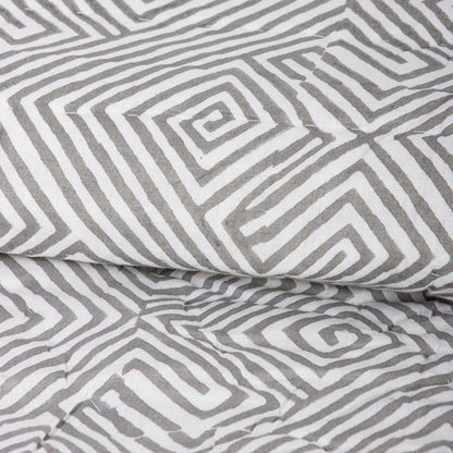 Block Printed Cotton Reversible Jaipuri Rajai with Pillow Cover