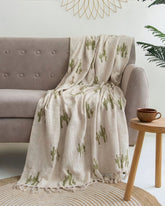 Block Printed Cotton Throw Blanket - Desert Cactus