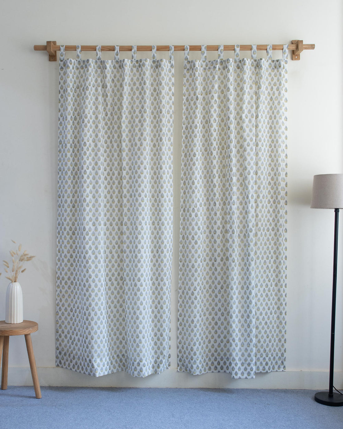 Block Printed Curtains Set for Bedroom in India