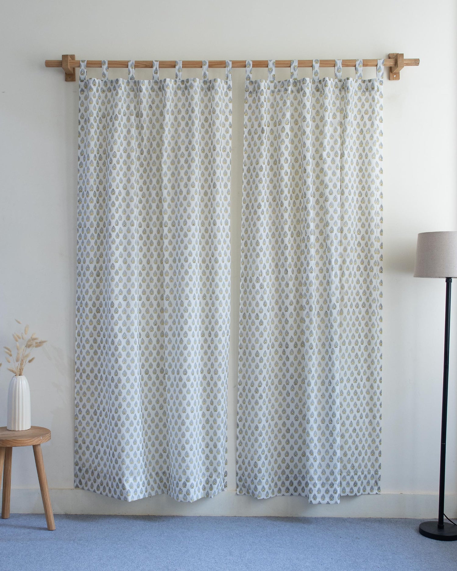 Block Printed Curtains Set for Bedroom in India