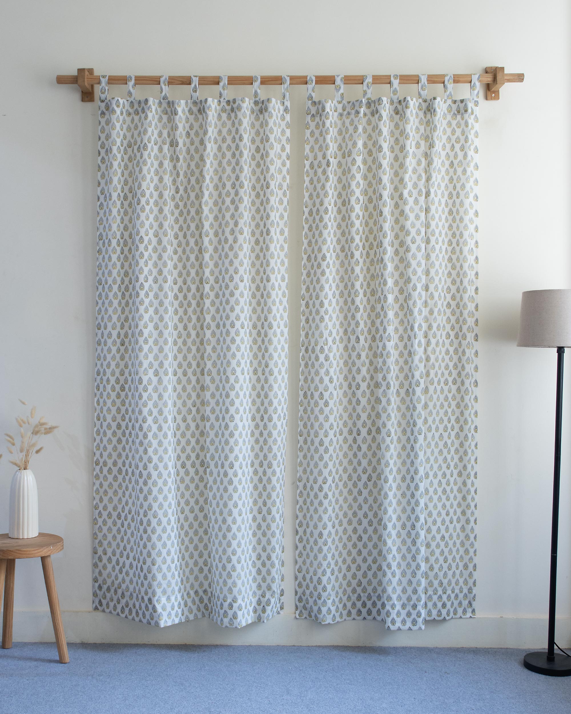 Block Printed Curtains Set for Bedroom in India