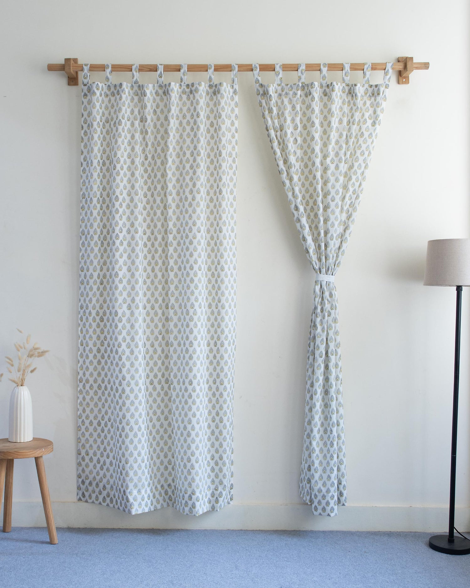 Block Printed Curtains Set for Bedroom in India