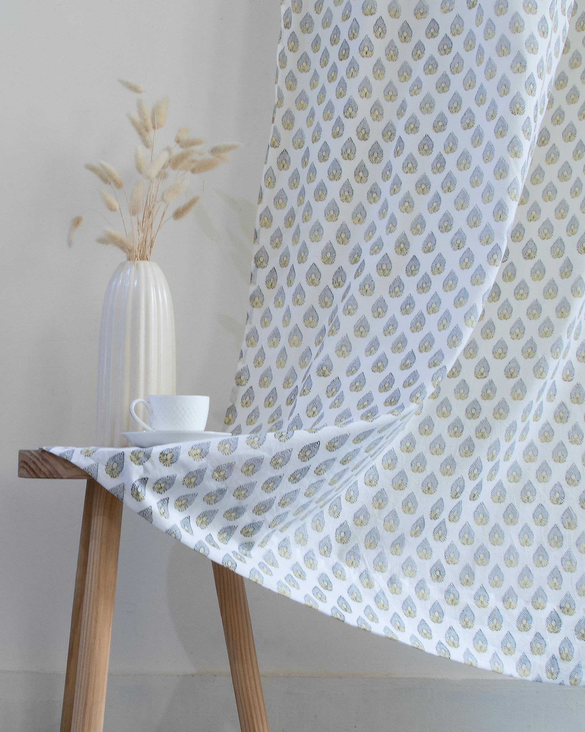 Block Printed Curtains Set for Bedroom in India