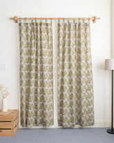 Block Printed Floral Curtains for Door
