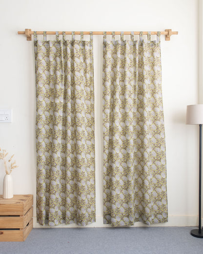 Block Printed Floral Curtains for Door