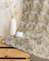 Block Printed Floral Curtains for Door