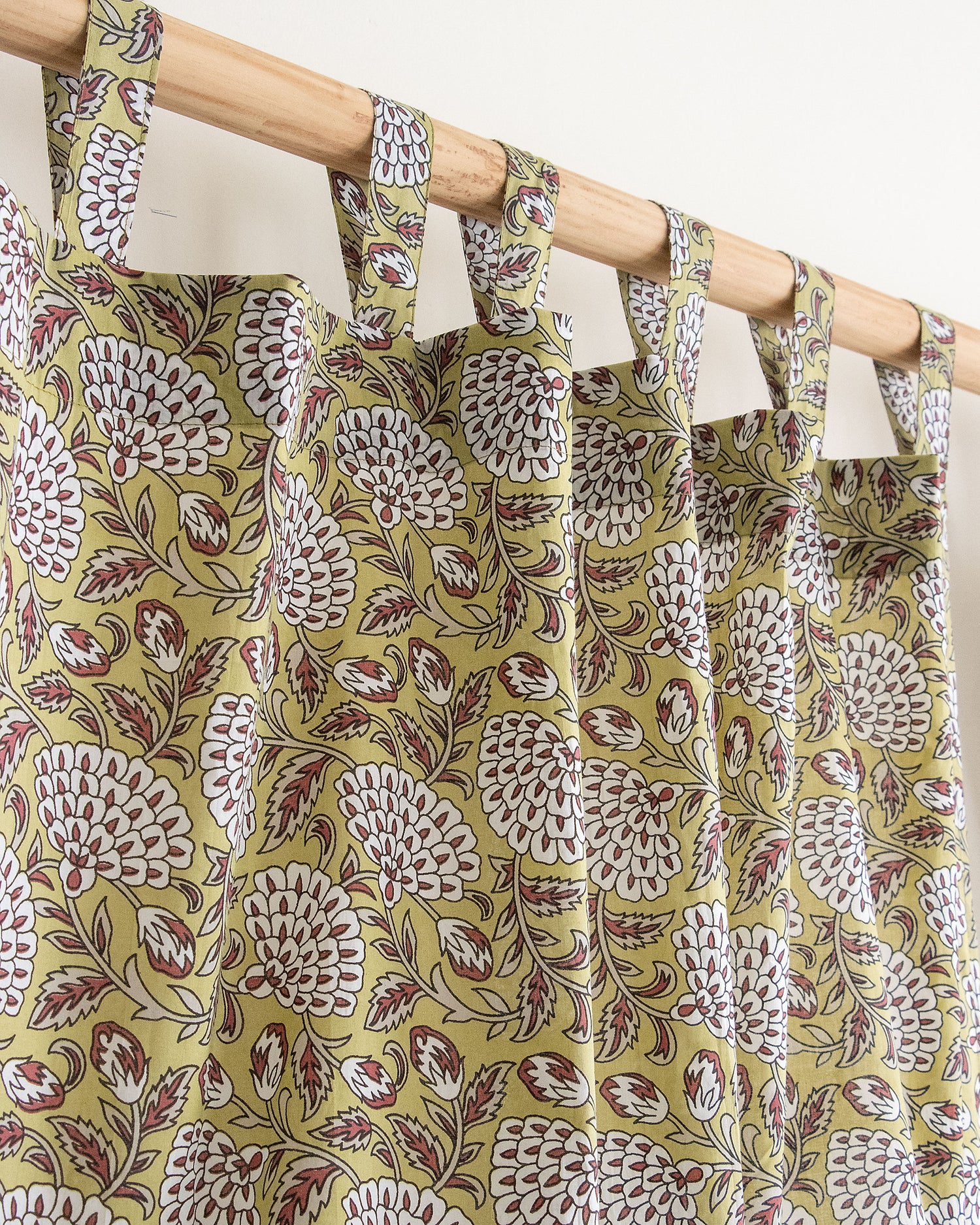 Block Printed Floral Curtains for Door