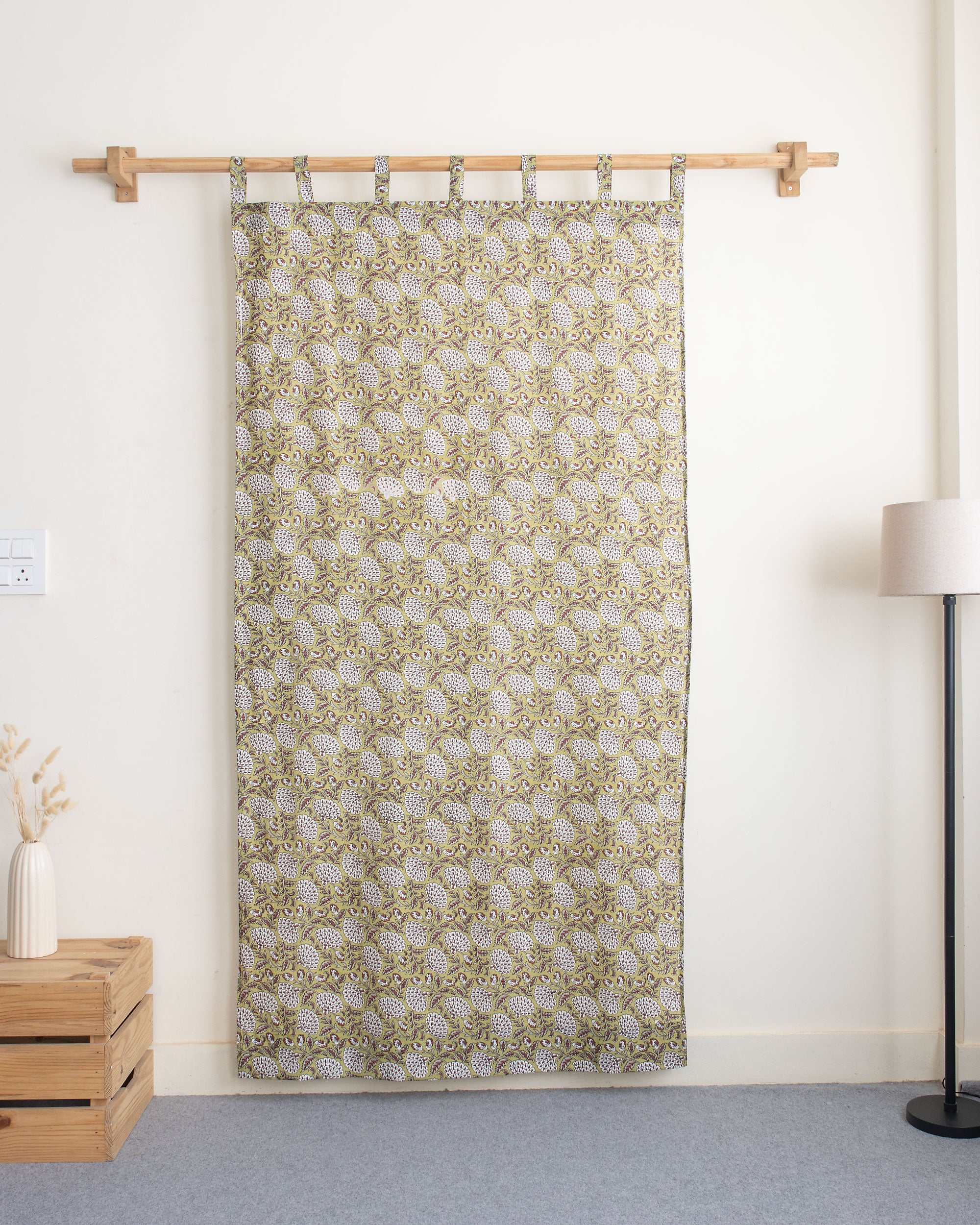 Block Printed Floral Curtains for Door