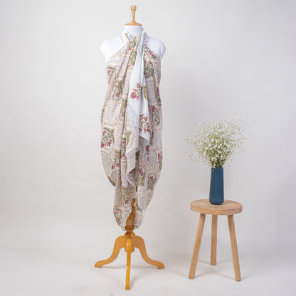 Block Printed Indian Cotton Red Boota Sarong For Ladies