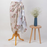 Block Printed Indian Cotton Red Boota Sarong For Ladies