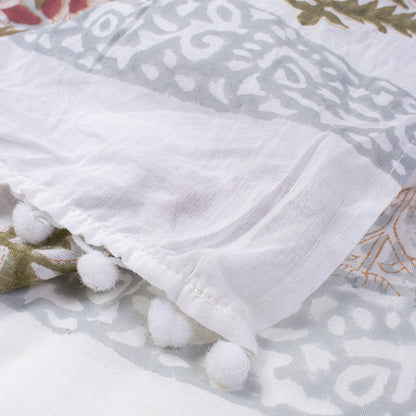 Block Printed Indian Cotton Red Boota Sarong For Ladies