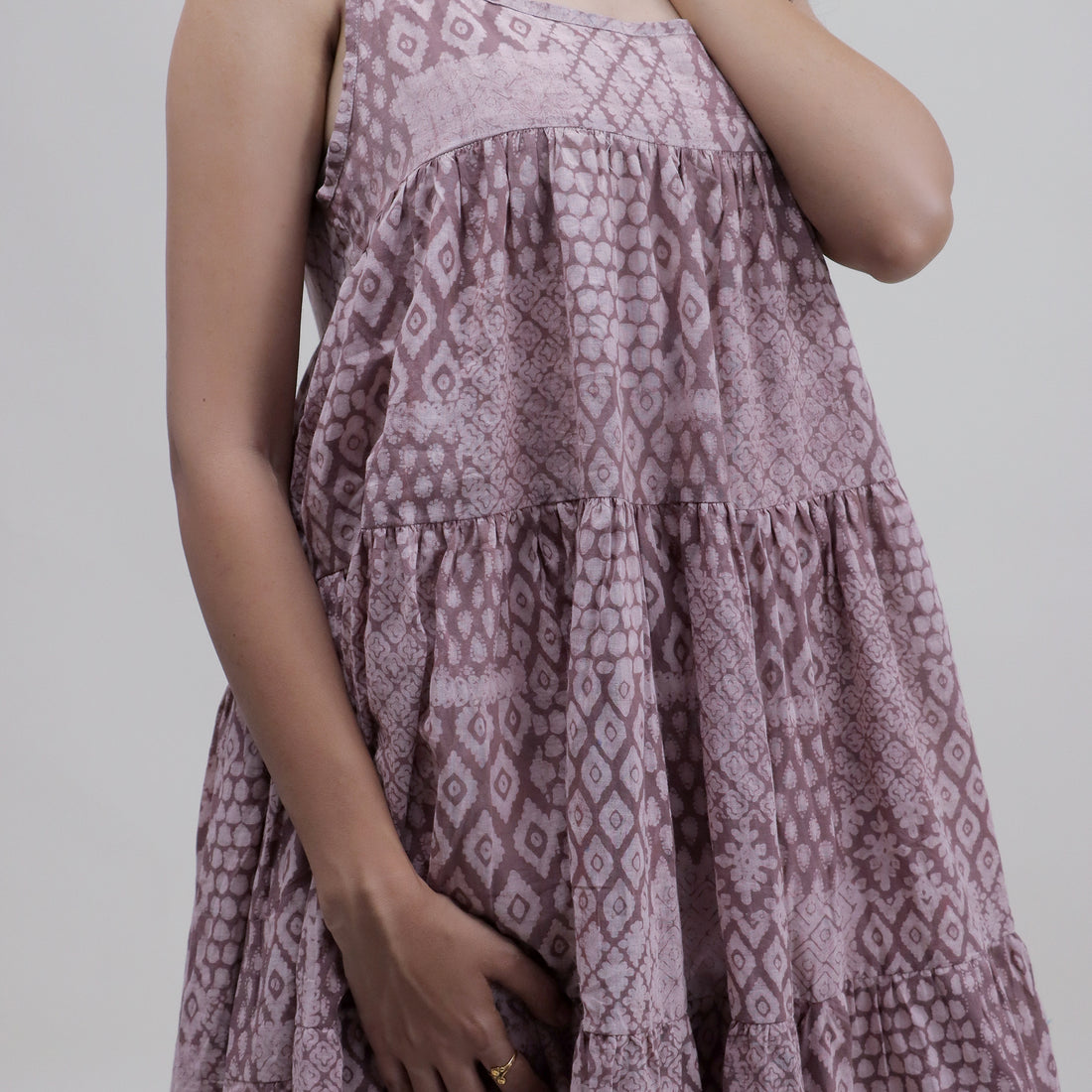 Block Printed Light Weighted Cotton Midi Dress