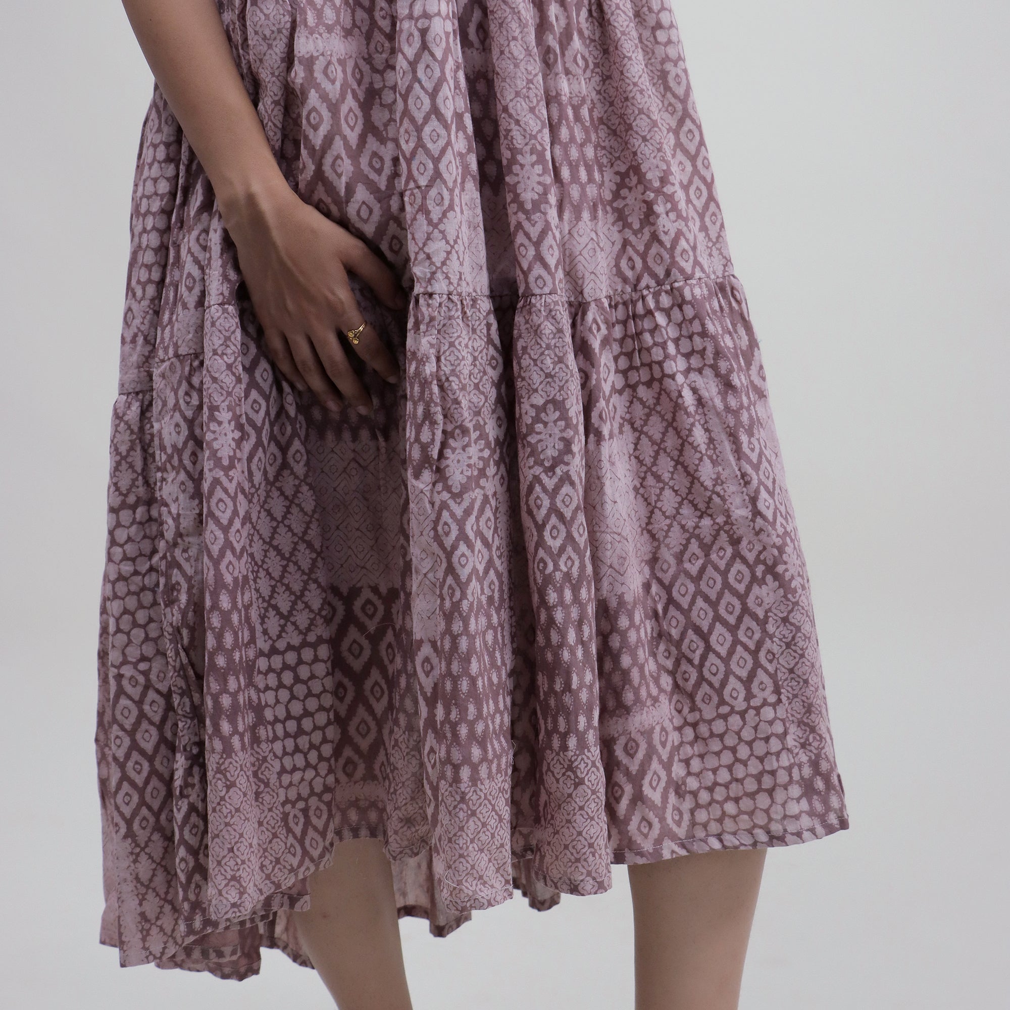 Block Printed Light Weighted Cotton Midi Dress