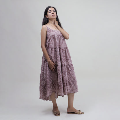 Block Printed Light Weighted Cotton Midi Dress