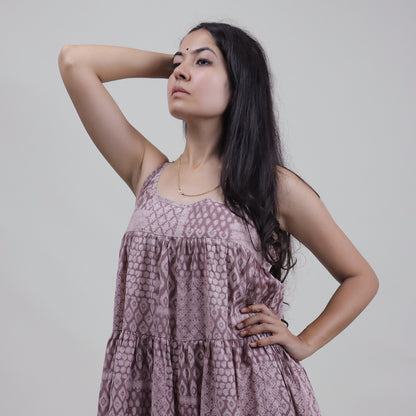 Block Printed Light Weighted Cotton Midi Dress