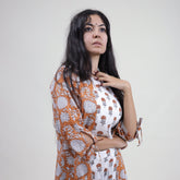 Block Printed Women Floral 3 Piece Shrug Set For Events