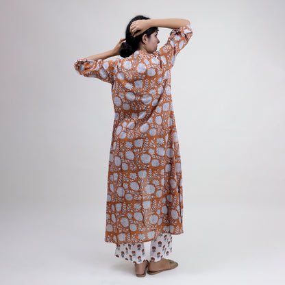 Block Printed Women Floral 3 Piece Shrug Set For Events