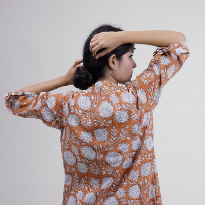 Block Printed Women Floral 3 Piece Shrug Set For Events