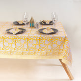 Block Printed Yellow Floral Pure Cotton Affordable Table Covers