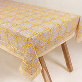 Block Printed Yellow Floral Pure Cotton Affordable Table Covers