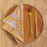Block Printed Yellow Floral Pure Cotton Affordable Table Covers