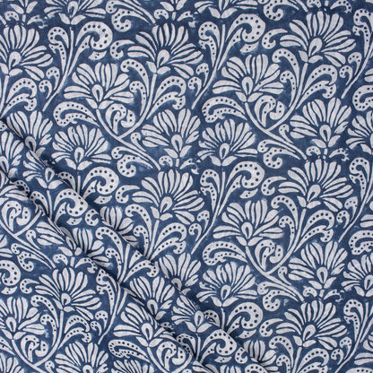 Blue Block Print Cotton Fabric By The Yard