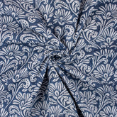 Blue Block Print Cotton Fabric By The Yard