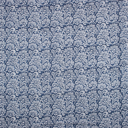 Blue Block Print Cotton Fabric By The Yard
